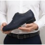 Pantofi Derby bărbați bleumarin din piele naturală perforată 346ABLM